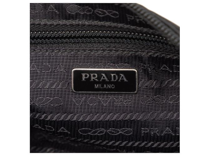 Saffiano Pochette da polso Prada Black Tessuto Robot Pins Nero - vista 5