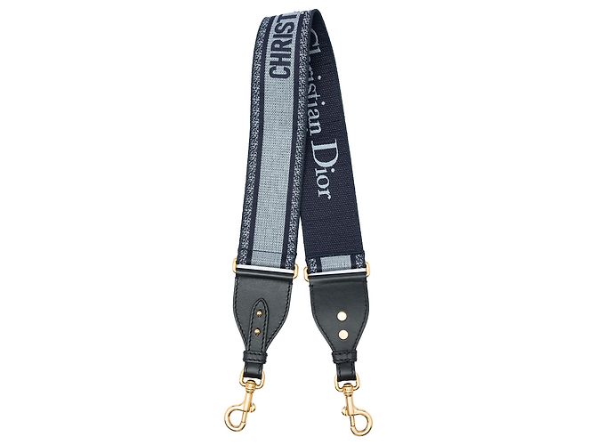 Correa de bolso de lona bordada azul Dior Azul marino - vista 3