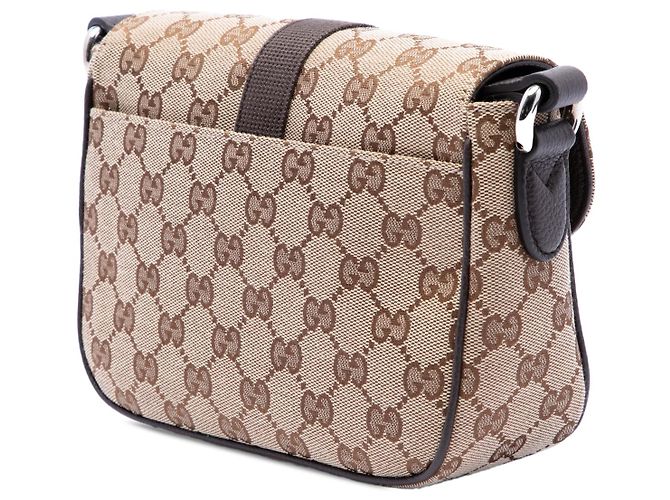 Gucci Beige GG Canvas Web Buckle Flap Crossbody - vista 2