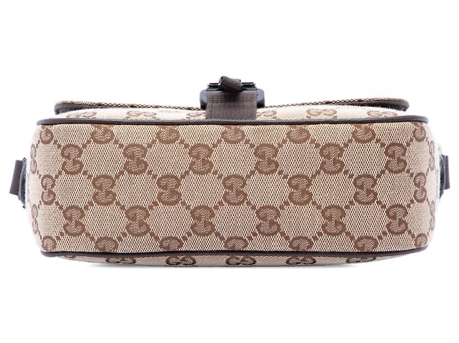 Gucci Beige GG Canvas Web Buckle Flap Crossbody - vista 3