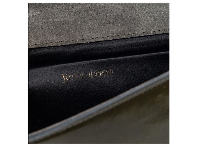 Clutch Belle De Jour in vernice verde grande Saint Laurent Verde oliva - vista 5