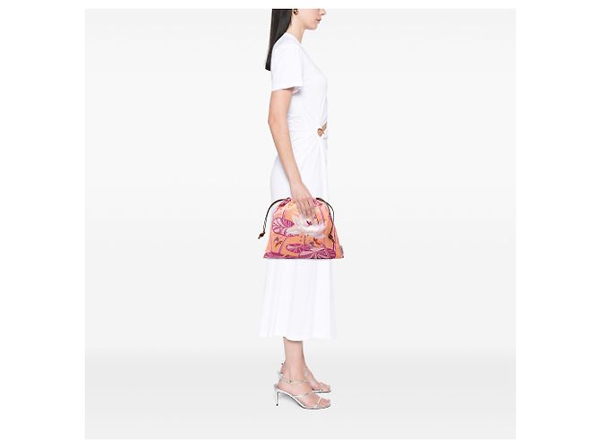 Pochette à cordon LOEWE Pink Paula Ibiza Canvas Waterlily Print Rose - vue 6