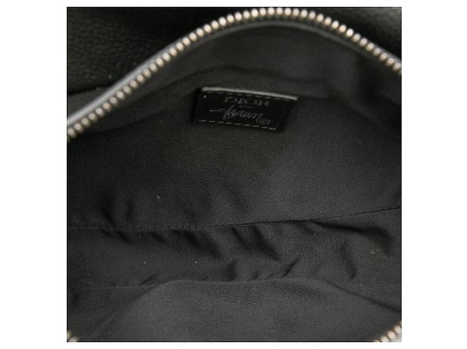 Borsa Saddle in pelle di vitello granulata nera Black Shawn Stussy Dior Nero - vista 4
