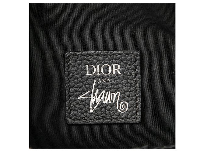 Borsa Saddle in pelle di vitello granulata nera Black Shawn Stussy Dior Nero - vista 5