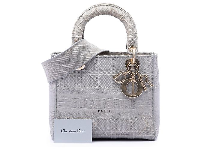Dior Grau Canvas Cannage Lady D Lite Medium Braun - Ansicht 7