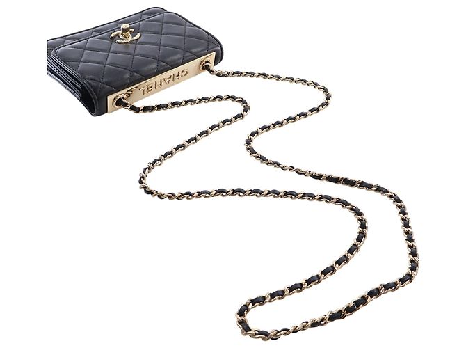 Chanel Black Mini gesteppte Lammhaut Trendy CC Chain Wallet Schwarz - Ansicht 13