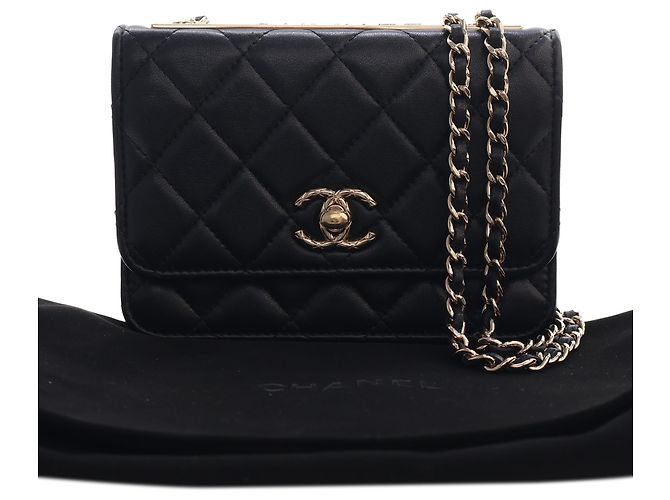 Chanel Black Mini gesteppte Lammhaut Trendy CC Chain Wallet Schwarz - Ansicht 14