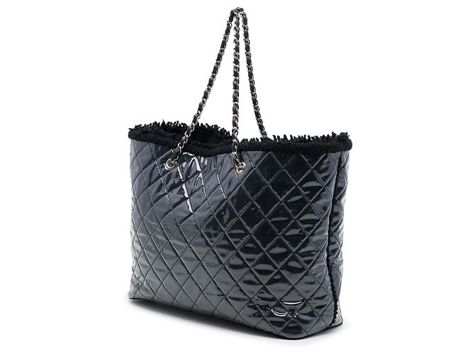 Tote Funny in tweed trapuntato e PVC nero Large di Chanel - vista 2