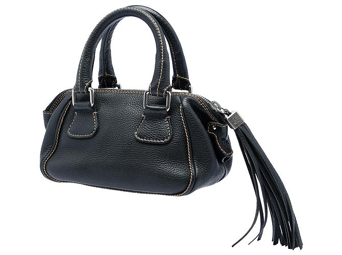 Borsa Bowler LAX Chanel in pelle di vitello granulata nera con nappa Nero - vista 2