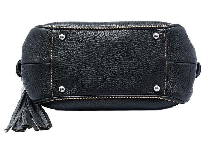 Borsa Bowler LAX Chanel in pelle di vitello granulata nera con nappa Nero - vista 3