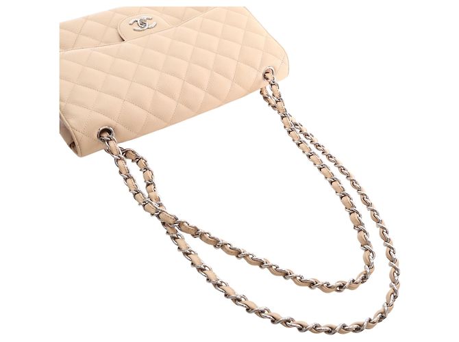 Chanel Beige Jumbo Classic Caviar Double Flap - vista 14