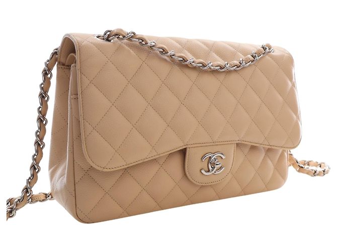 Chanel Beige Jumbo Classic Caviar Double Flap - vista 2