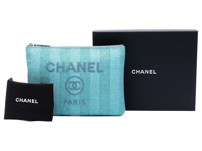 Clutch Chanel Blue Medium Tweed Deauville O Case - vista 7
