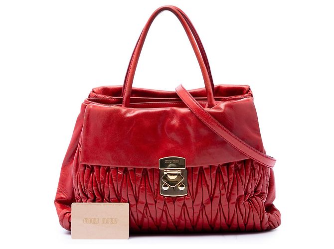 Borsa Bauletto Convertible Miu Miu Red Matelasse Nappa Lux Rosso - vista 7