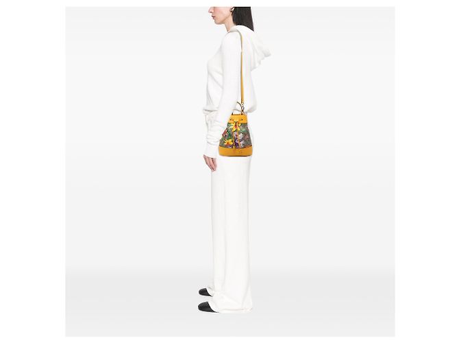 Borsa a secchiello Gucci Beige Small GG Supreme Flora Ophidia - vista 6