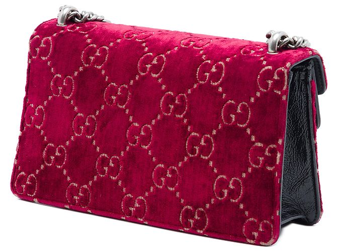 Borsa a tracolla Gucci Red Medium GG Velvet Dionysus Rosso - vista 2