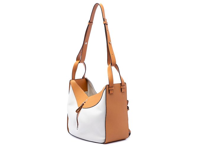 Borsa Hammock LOEWE bianca Medium Bicolor in pelle di vitello granulata Bianco Bianco sporco - vista 2
