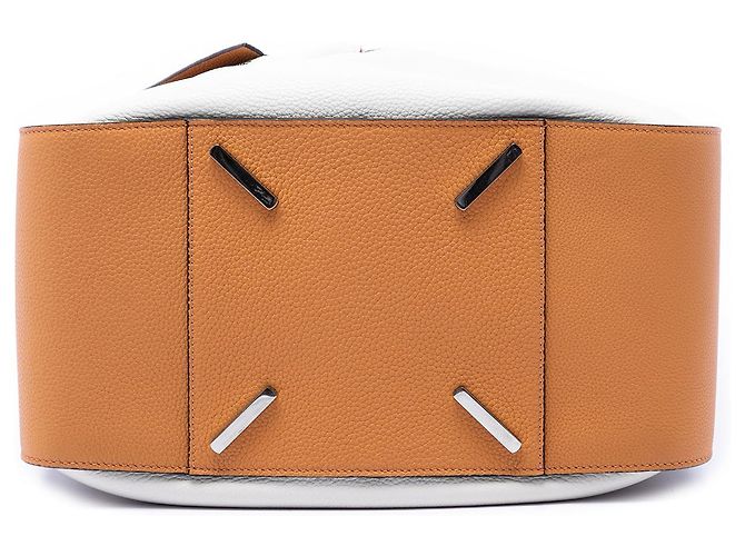 Borsa Hammock LOEWE bianca Medium Bicolor in pelle di vitello granulata Bianco Bianco sporco - vista 3