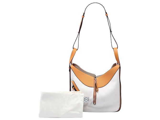 Borsa Hammock LOEWE bianca Medium Bicolor in pelle di vitello granulata Bianco Bianco sporco - vista 7