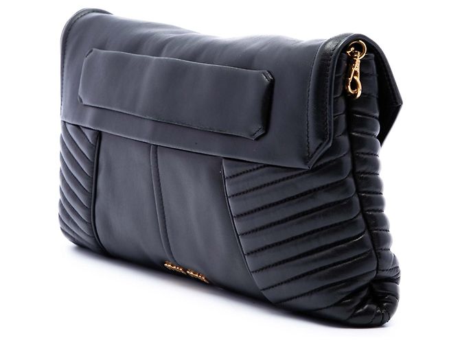 Miu Miu Borsa a tracolla biker in nappa matelassé nero - vista 2