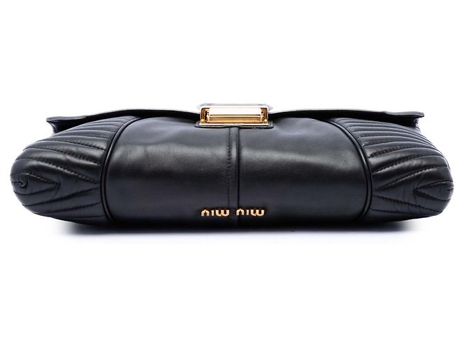 Miu Miu Borsa a tracolla biker in nappa matelassé nero - vista 3