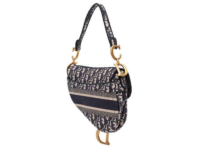 Borsa Saddle in tela ricamata Dior Blue Oblique - vista 2