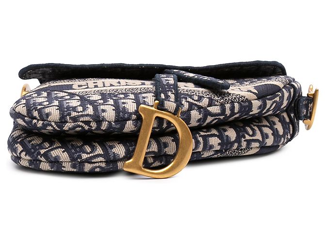 Borsa Saddle in tela ricamata Dior Blue Oblique - vista 3
