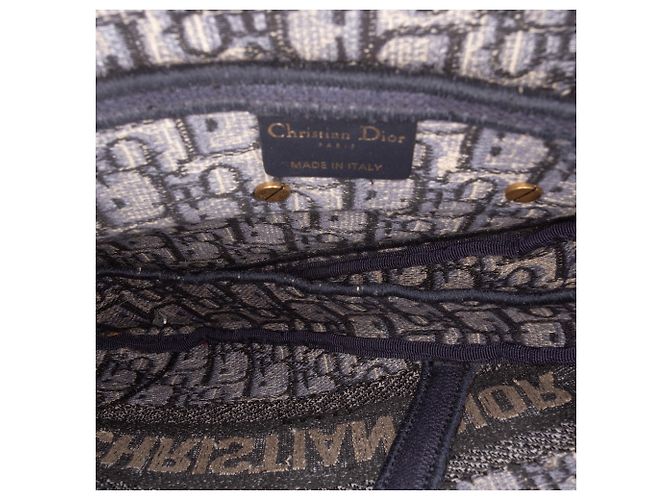 Borsa Saddle in tela ricamata Dior Blue Oblique - vista 4