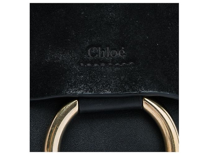 Chloé Faye Crossbody in scamosciato e pelle di vitello nero, piccola - vista 4