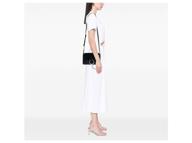 Chloé Faye Crossbody in scamosciato e pelle di vitello nero, piccola - vista 6