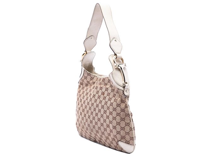 Borsa Hobo Gucci Beige GG Canvas Horsebit Creole - vista 2