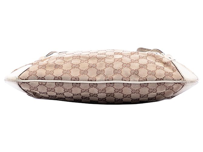 Borsa Hobo Gucci Beige GG Canvas Horsebit Creole - vista 3