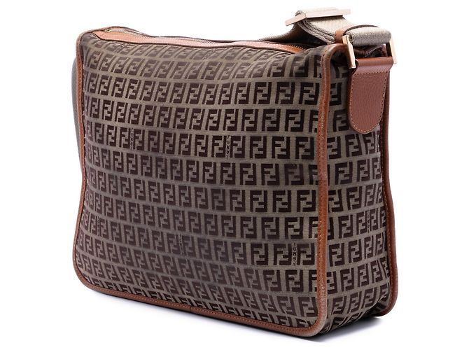Fendi Beige Zucchino Canvas F Charm Crossbody - vista 2