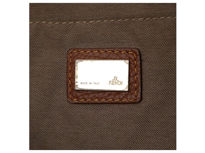 Fendi Beige Zucchino Canvas F Charm Crossbody - vista 5