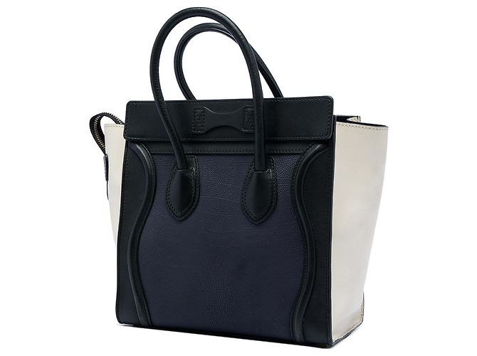Luggage Céline Borsa Tote Celine Blue Micro Tricolor in pelle Blu navy - vista 2