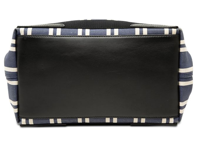Balenciaga Canvas gestreifter Cabas Navy Blau S - Ansicht 3