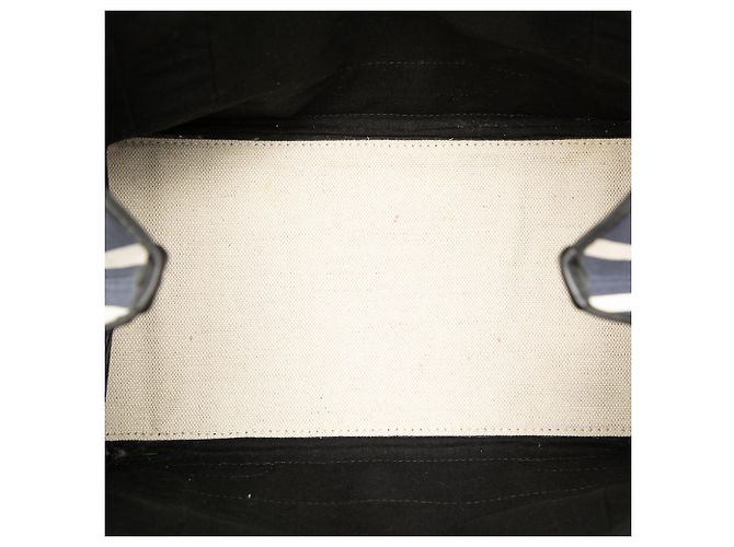 Balenciaga Canvas gestreifter Cabas Navy Blau S - Ansicht 4