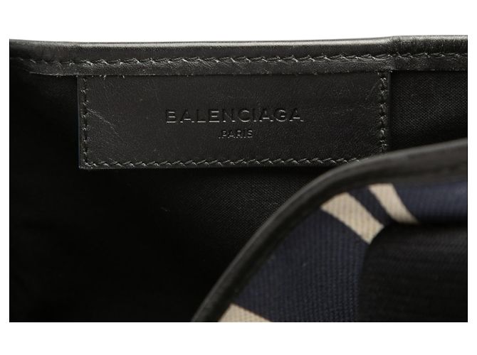 Balenciaga Canvas gestreifter Cabas Navy Blau S - Ansicht 5