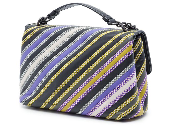 Bottega Veneta Borsa Small Nappa Diagonal Stripe Viola Porpora - vista 2