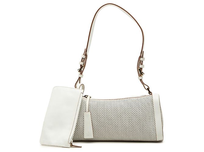 Borsa a tracolla Gucci in pelle traforata bianca Bianco - vista 7