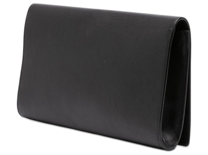 Clutch Belle De Jour in pelle di vitello nera con monogramma grande Saint Laurent Nero - vista 2