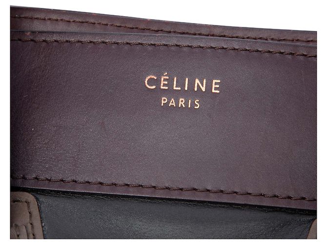 Céline Celine Black Mini Tricolor Calfskin Luggage Tote Nero - vista 5