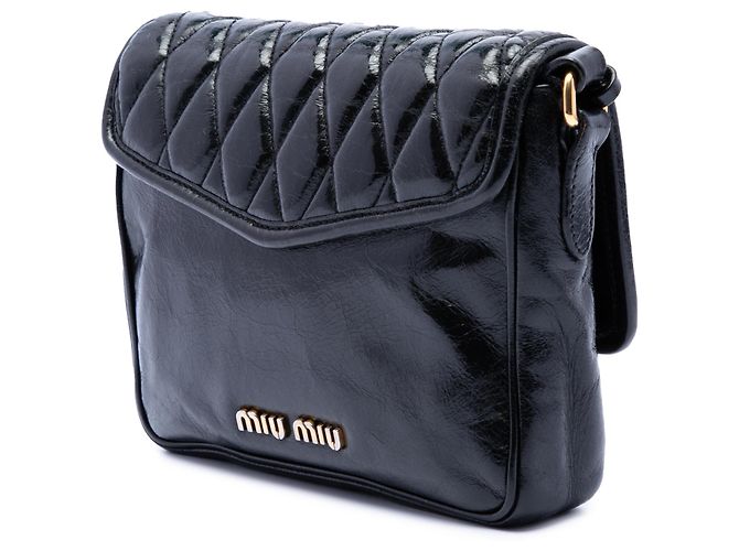 Miu Miu Black Vitello Shine Trapu Crossbody Nero - vista 2