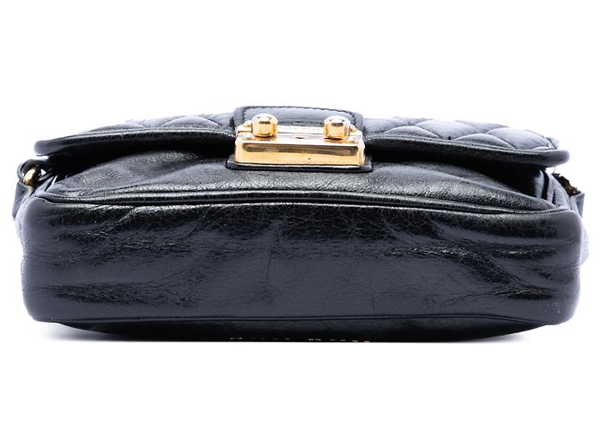 Miu Miu Black Vitello Shine Trapu Crossbody Nero - vista 3