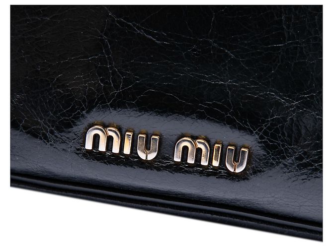 Miu Miu Black Vitello Shine Trapu Crossbody Nero - vista 5