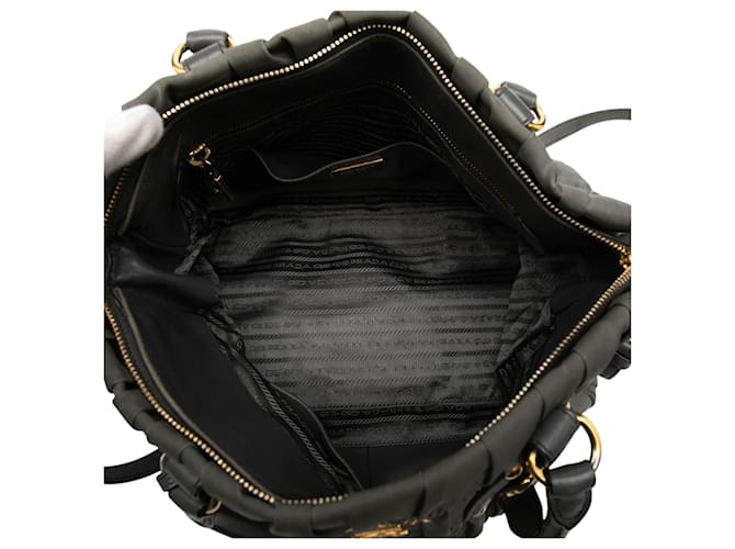 Borsa Prada Gray Tessuto Gaufre Marrone - vista 4