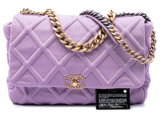 Chanel Purple Large Jersey 19 Flap Porpora - vista 7