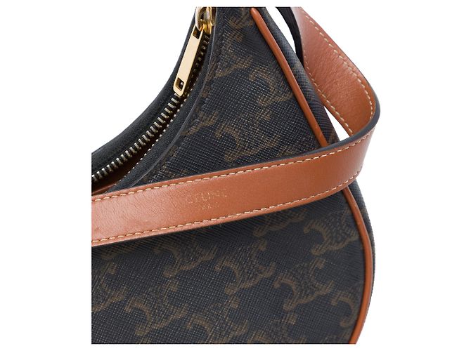 Céline Borsa a tracolla Ava in tela rivestita Triomphe marrone Medium Celine Marrone scuro - vista 5