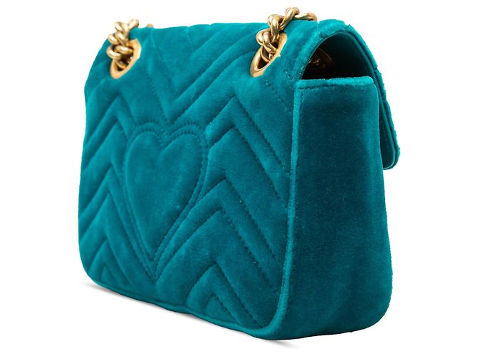 Borsa a tracolla Gucci Blue Small GG Marmont Matelasse Velvet Turchese - vista 2