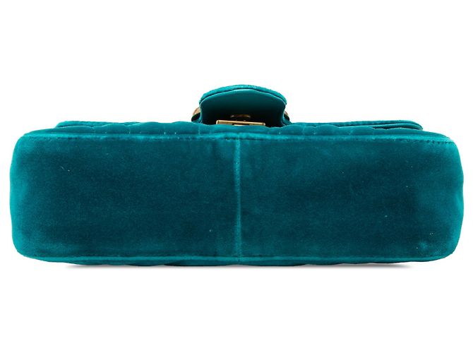 Borsa a tracolla Gucci Blue Small GG Marmont Matelasse Velvet Turchese - vista 3